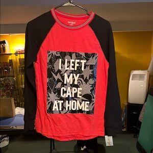 Cat & Jack Red and Black Long Sleeve Tee.  Boys L Size 12/14